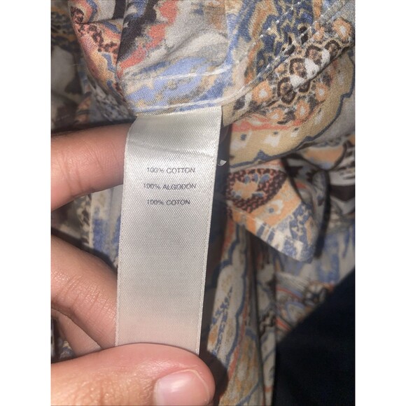 Chico's Batik Print Blouse – Size 1 Batik 100% Cotton Chico's Size 1 (M/8) - Picture 8 of 9
